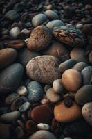 Pebble stones on the beach - soft focus with vintage filter photo