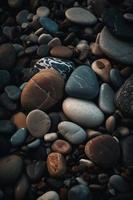 Pebble stones on the beach - soft focus with vintage filter photo