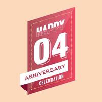 04th anniversary celebration vector pink 3d design on brown background abstract illustration