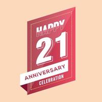 21st anniversary celebration vector pink 3d design on brown background abstract illustration