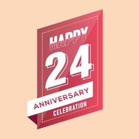 24th anniversary celebration vector pink 3d design on brown background abstract illustration