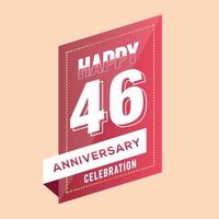 46th anniversary celebration vector pink 3d design on brown background abstract illustration