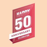 50th anniversary celebration vector pink 3d design on brown background abstract illustration