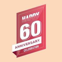 60th anniversary celebration vector pink 3d design on brown background abstract illustration