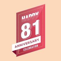 81st anniversary celebration vector pink 3d design on brown background abstract illustration