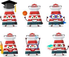 School student of mercusuar cartoon character with various expressions vector