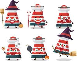 Halloween expression emoticons with cartoon character of mercusuar vector