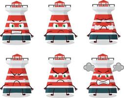 Mercusuar cartoon character with various angry expressions vector