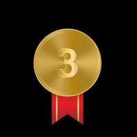 Award golden medals 3d realistic illustration. First, second and third place medals. vector