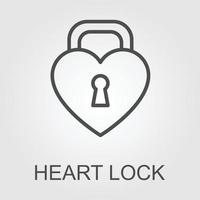 Black isolated icon of unlocked heart shape lock on white background. Silhouette of unlocked heart shape lock. Flat design vector