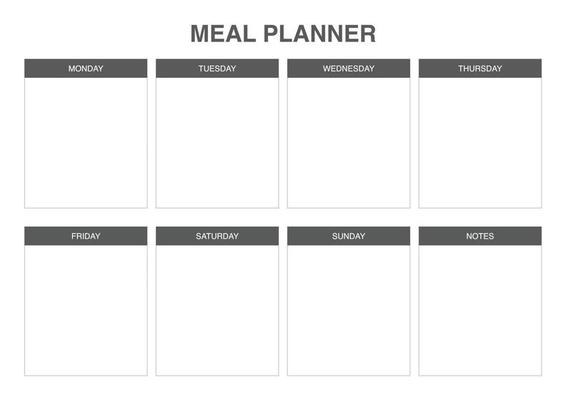 Simple weekly Meal planner template