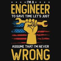 Engineer graphics tshirt design vector