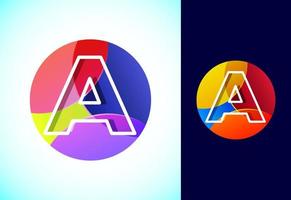 Line letter A on a colorful circle. Graphic alphabet symbol for business or company identity. vector