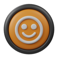 3d prestados emoji botón icono con naranja color y negro frontera para creativo usuario interfaz web diseño símbolo aislado
