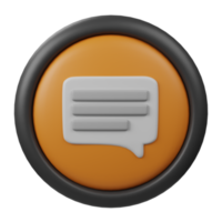 3d prestados comentario botón icono con naranja color y negro frontera para creativo usuario interfaz diseño web social medios de comunicación aplicaciones png