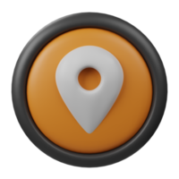 3d prestados ubicación botón icono con naranja color y negro frontera para creativo usuario interfaz web diseño símbolo aislado png