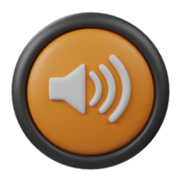 3d prestados sonido en botón icono con naranja color y negro frontera para creativo usuario interfaz web diseño llamada símbolo aislado