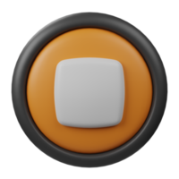 3d icono naranja redondo detener botón con negro frontera interfaz símbolo aislado png