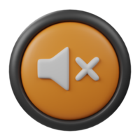 3d prestados mudo botón icono con naranja color y negro frontera para creativo usuario interfaz web diseño llamada símbolo aislado png