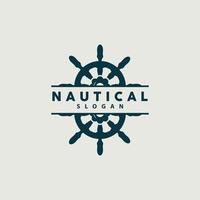 Ship Steering Logo, Steering Wheel Boat Ship Yacht Compass Vector, Elegant Simple Minimalist Design Ocean, Sailing vector