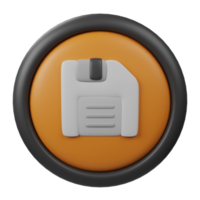 3d prestados flexible disco o salvar botón icono con naranja color y negro frontera para creativo usuario interfaz web diseño símbolo aislado png