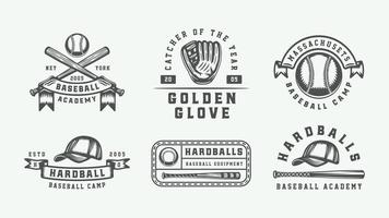 Vintage baseball sport logos, emblems, badges, marks, labels. Monochrome Graphic Art. Illustration. vector