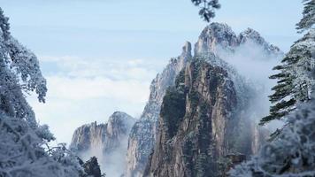 The beautiful frozen mountains view coverd by the white snow and ice in winter photo