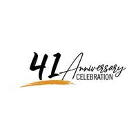 41 year anniversary celebration logo design with black color isolated font and yellow color on white background vector