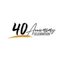 40 year anniversary celebration logo design with black color isolated font and yellow color on white background vector