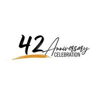 42 year anniversary celebration logo design with black color isolated font and yellow color on white background vector