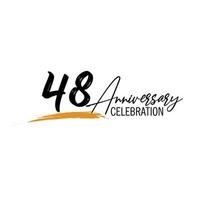 48 year anniversary celebration logo design with black color isolated font and yellow color on white background vector