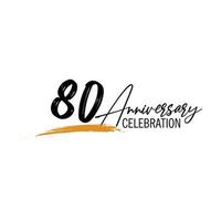 80 year anniversary celebration logo design with black color isolated font and yellow color on white background vector