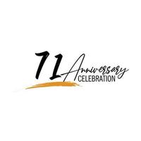 71 year anniversary celebration logo design with black color isolated font and yellow color on white background vector