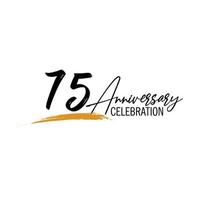 75 year anniversary celebration logo design with black color isolated font and yellow color on white background vector