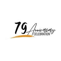 79 year anniversary celebration logo design with black color isolated font and yellow color on white background vector