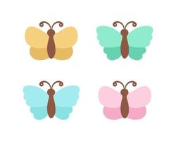 Simple butterfly icon illustration set isolated on white background. Pretty vector butterflies with spring and summer palette for kids.