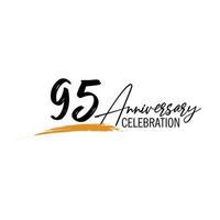 95 year anniversary celebration logo design with black color isolated font and yellow color on white background vector