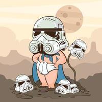 Cute Baby in Trooper Helmet vector