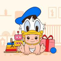 Cute Little Baby with Duck Hat vector