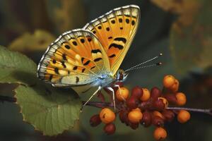 Buckthorn butterfly close-up. . photo