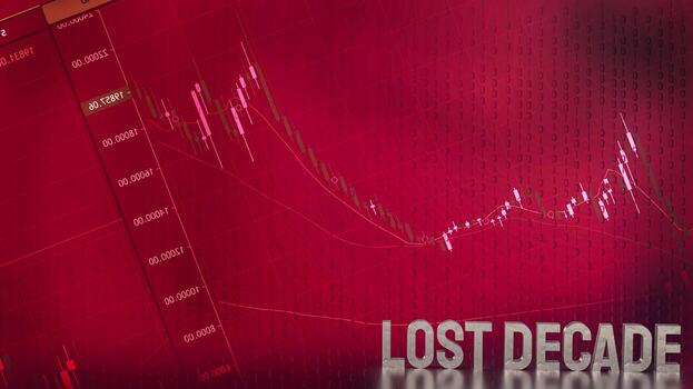 The Lost decade text on Business chart background 3d rendering photo