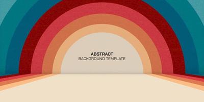 Abstract 1970's style colorful stripes circle frame perspective view. Pastel circle as a stage retro design. vector