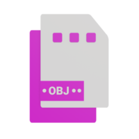 3D Illustration of OBJ File Format Icon png