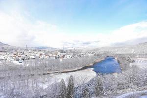 polvo nieve montaña en sapporo, Hokkaido Japón foto