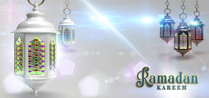Ramadan Kareem Beautiful background with a shining lantern Fanus photo