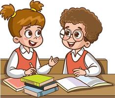 vector illustration of cute kids student talking in class