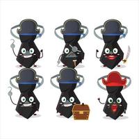 Cartoon character of black tie with various pirates emoticons vector