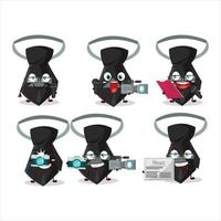 Character reporter black tie cute mascot with microphone vector