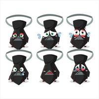 Black tie cartoon character with sad expression vector