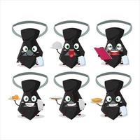 Happy black tie waiter cartoon character holding a plate vector